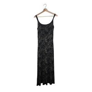 Banana Republic Sleeveless black gold Maxi Dress slim fit column Medium